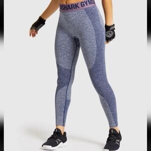 Gym shark Flex Leggings - Navy Marl/purple Size SAthletic Yoga Running